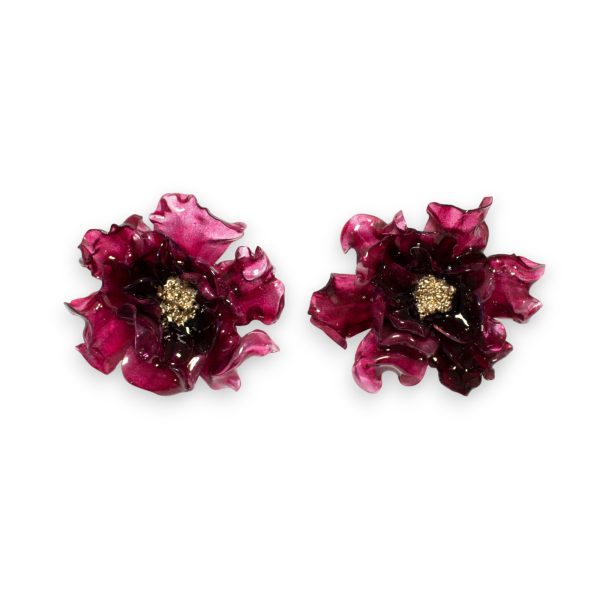 Pendientes flamenca flor berenjena