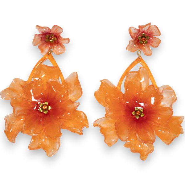 pendientes flamenca lágrima flor naranja