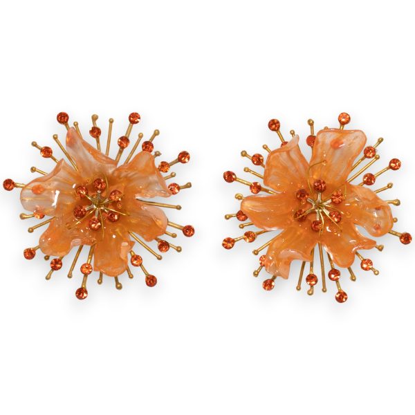 Pendientes flamenca sol flor naranja