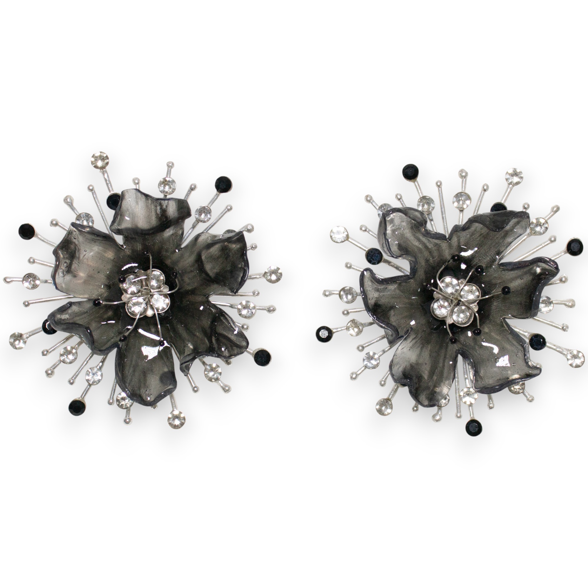 Pendientes flamenca sol flor negro